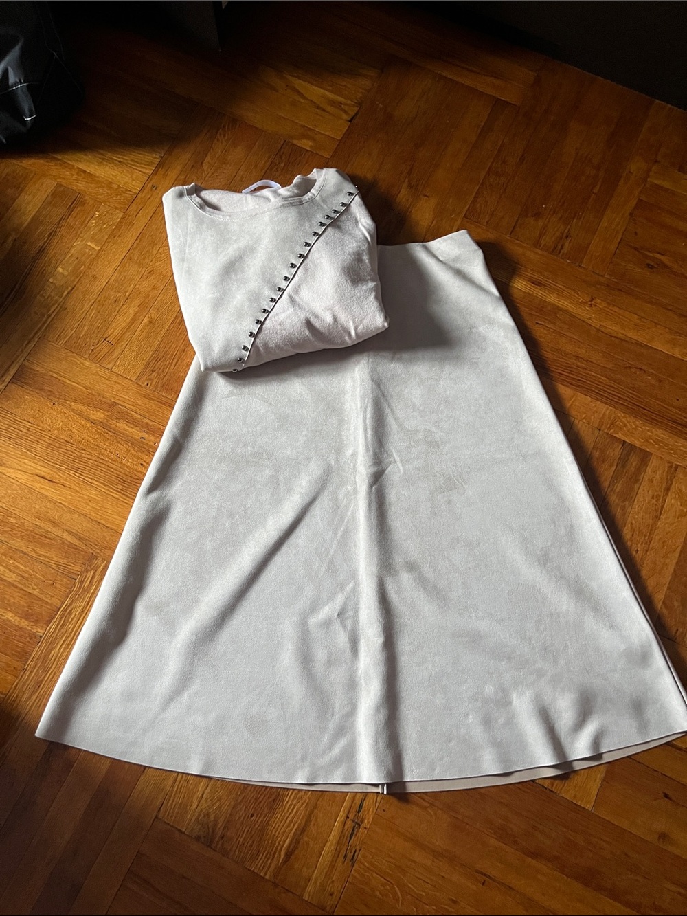Women's A-Line Skirt in Light Gray - with matching long sleeve top